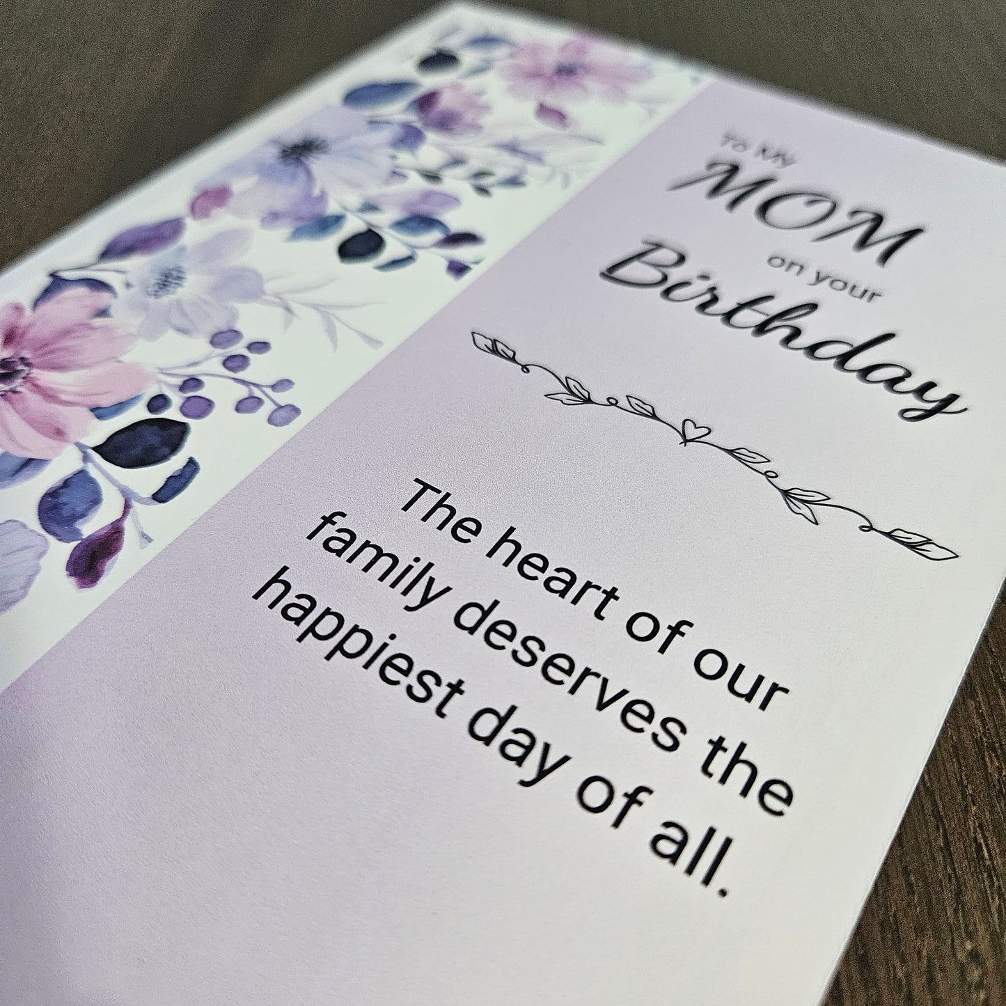 Birthday Card for Mom, Heartfelt Greeting Card for Her, Purple Floral Design, Mother's Birthday Card