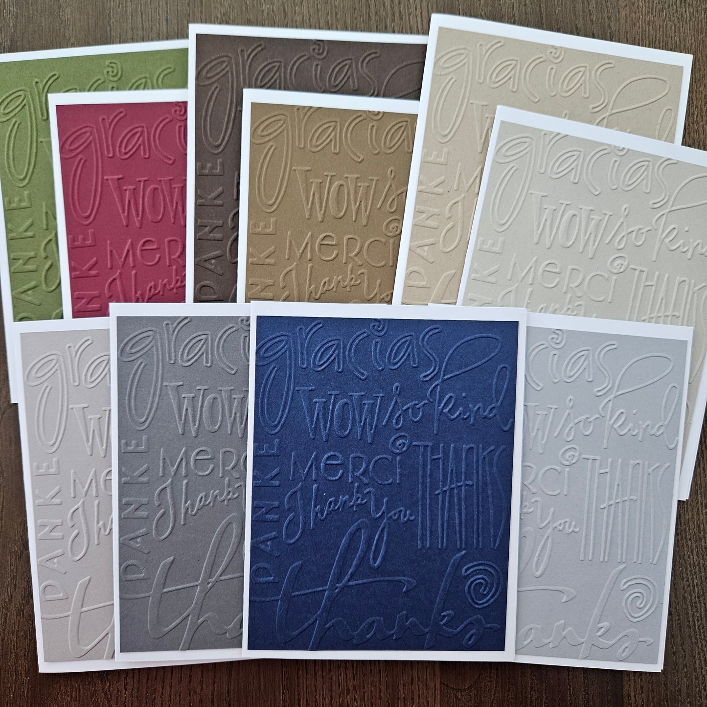 Handmade Thank You Note Cards – Assorted Embossed Neutral Colors (Set of 10)