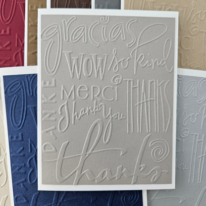 Handmade Thank You Note Cards – Assorted Embossed Neutral Colors (Set of 10)