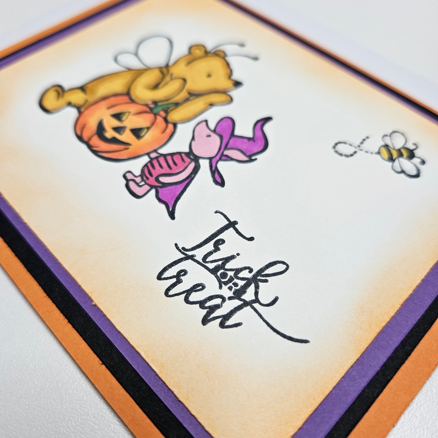 Handmade Halloween Card, Winnie the Pooh Trick or Treat Card, Cute Fall Greeting Card for Kids