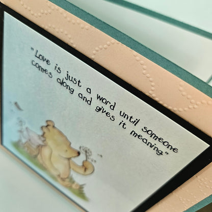 Winnie the Pooh Card, Handmade Greeting Card, Personalized Card, Gift For Friend, Heartfelt Birthday Card, Embossed, Pooh and Piglet