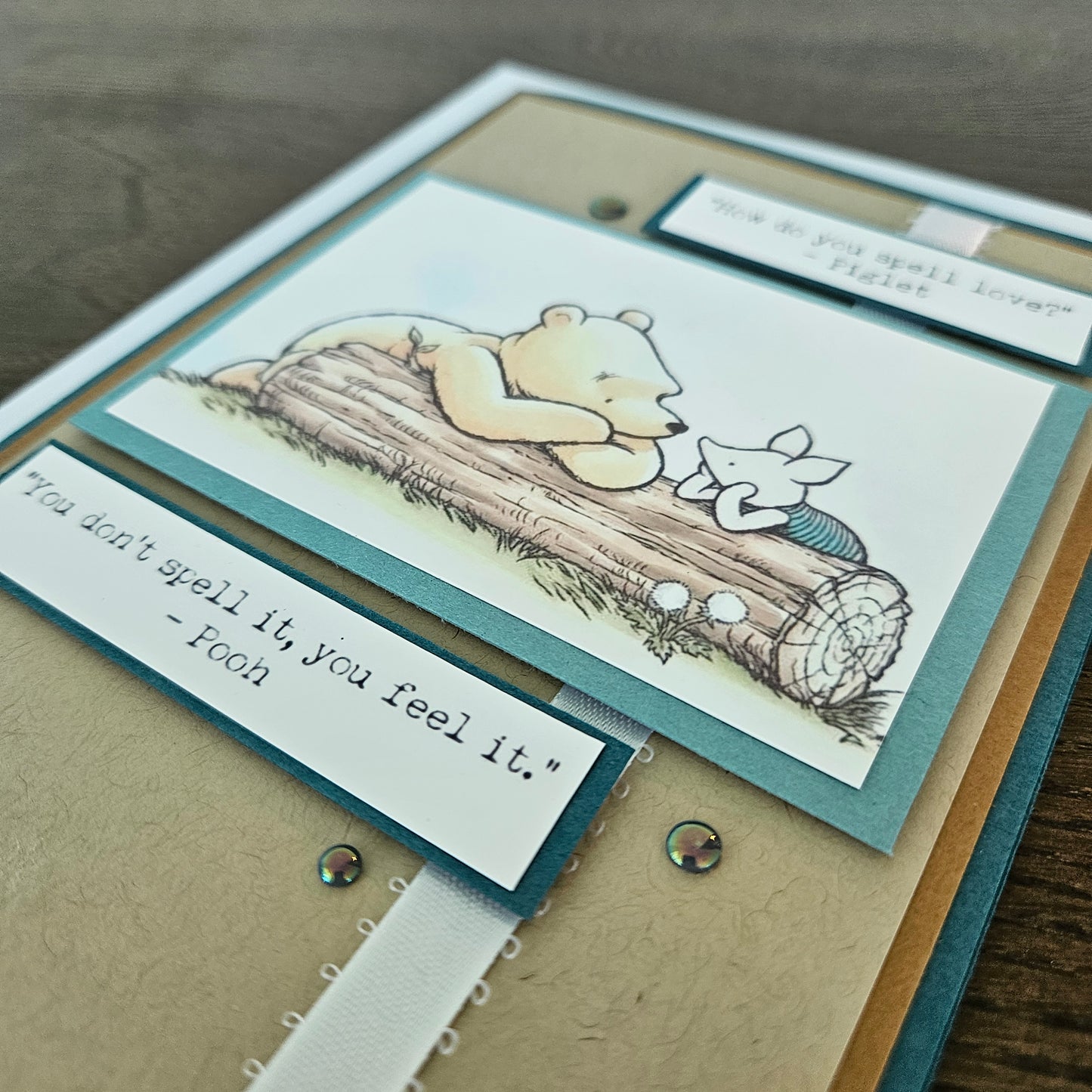 Handmade Winnie the Pooh Card, Personalized Friendship Greeting Card, Piglet & Pooh Quote Card For Friend, Gift for Best Friend, Bestie Card