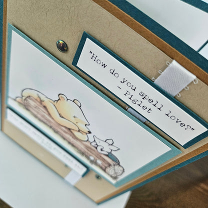 Handmade Winnie the Pooh Card, Personalized Friendship Greeting Card, Piglet & Pooh Quote Card For Friend, Gift for Best Friend, Bestie Card