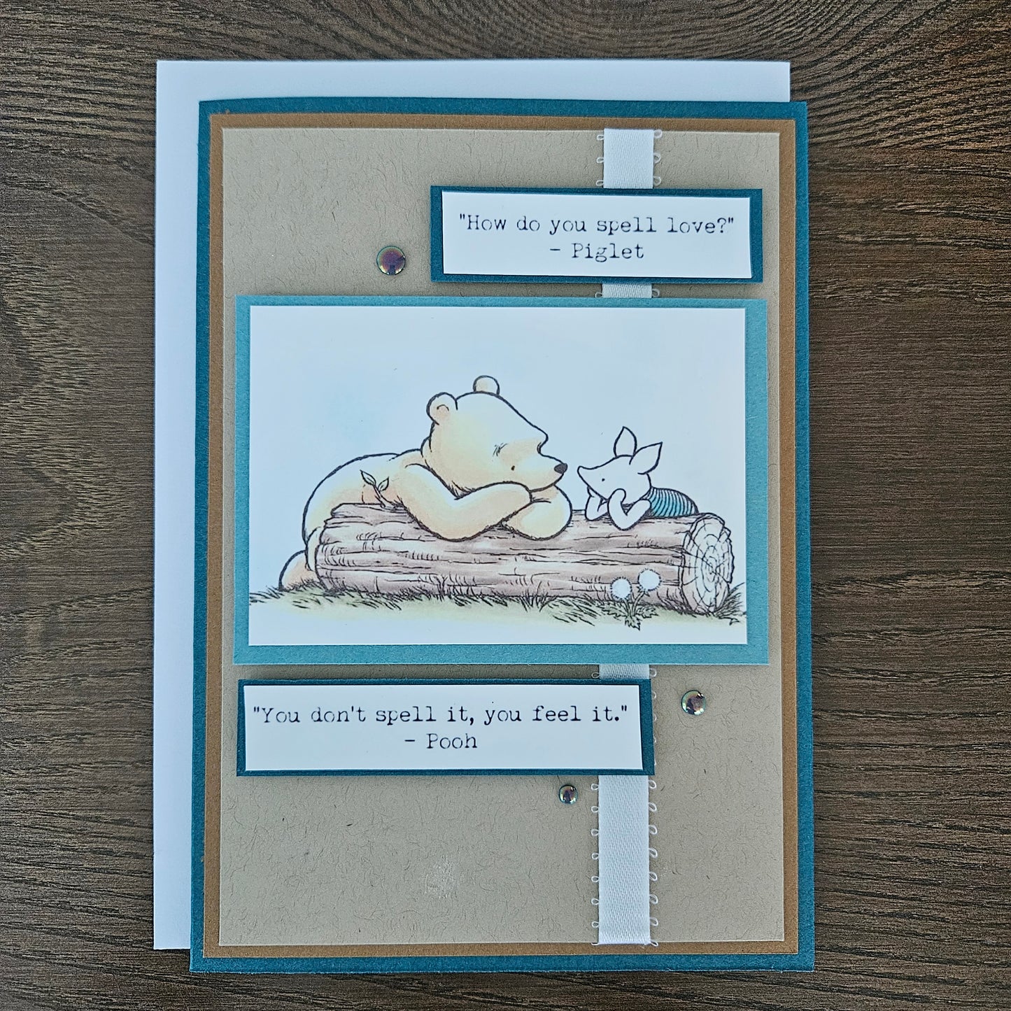 Handmade Winnie the Pooh Card, Personalized Friendship Greeting Card, Piglet & Pooh Quote Card For Friend, Gift for Best Friend, Bestie Card