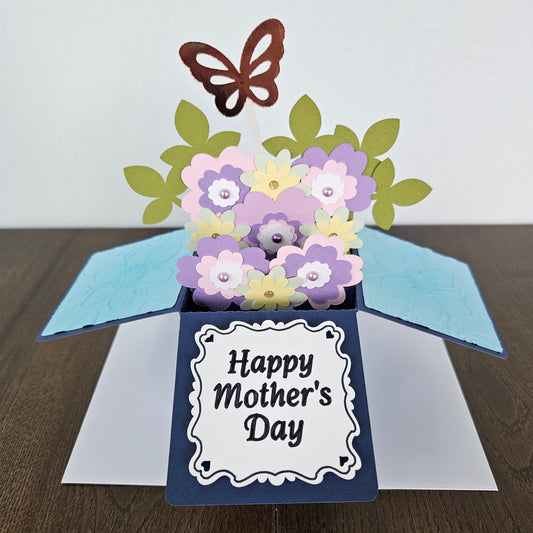 Handmade Mother’s Day Card - Blossoming Surprise, 3D Pop-Up Floral Box Card