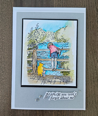 Handmade Winnie the Pooh & Christopher Robin Friendship Card, Thank You Card For Friend, Hand-colored, Watercolor Greeting Card, Classic Winnie The Pooh Quote