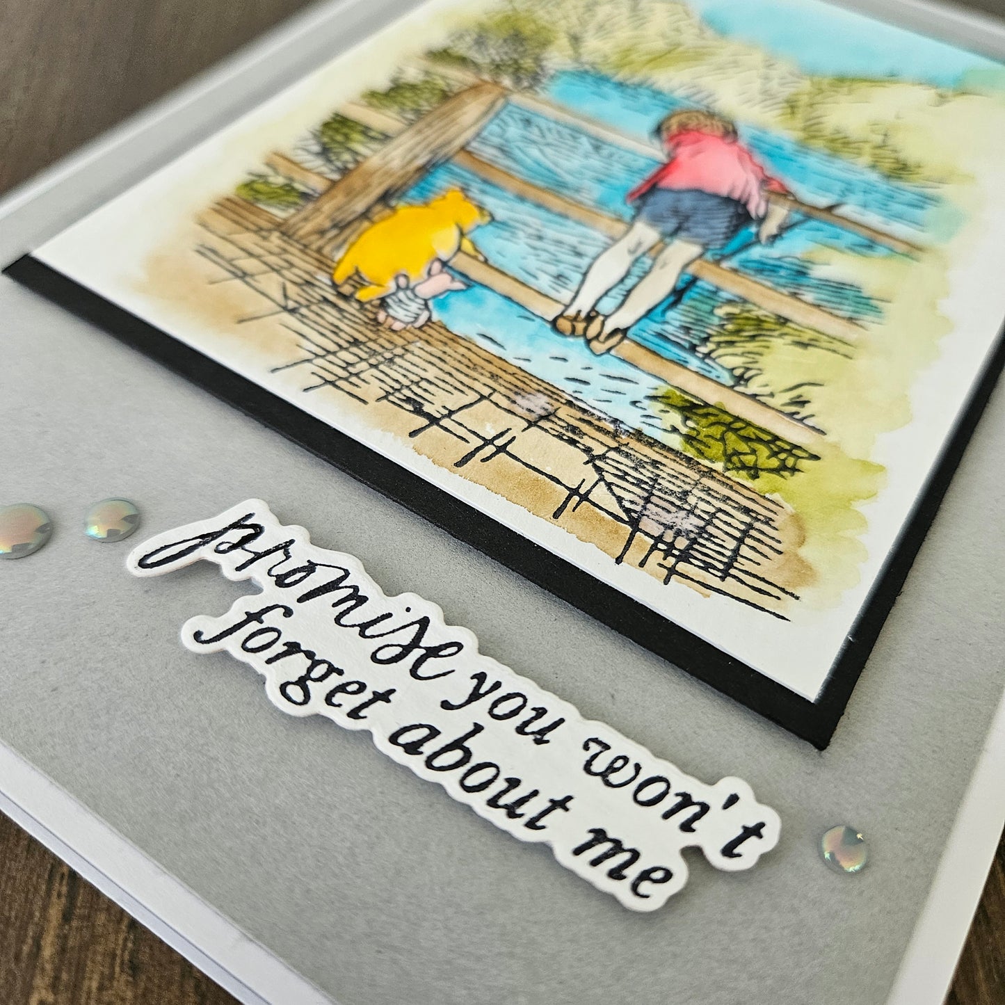 Handmade Winnie the Pooh & Christopher Robin Friendship Card, Thank You Card For Friend, Hand-colored, Watercolor Greeting Card, Classic Winnie The Pooh Quote