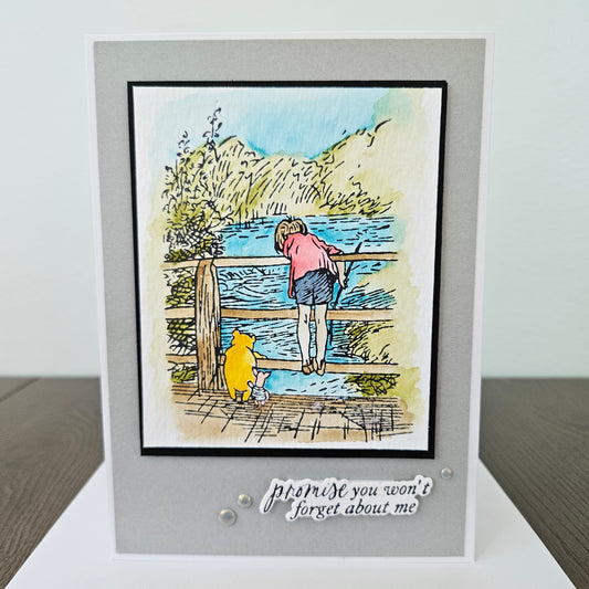 Handmade Winnie the Pooh & Christopher Robin Friendship Card, Thank You Card For Friend, Hand-colored, Watercolor Greeting Card, Classic Winnie The Pooh Quote
