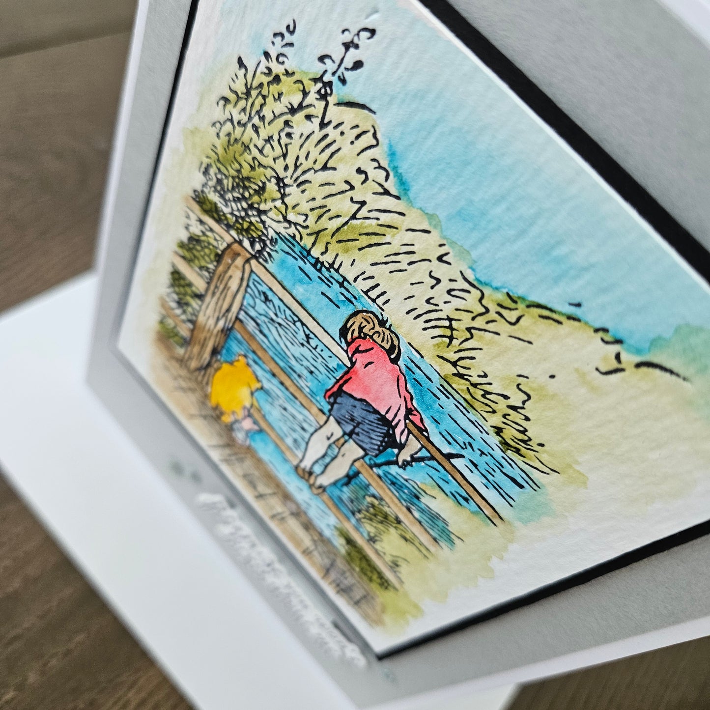 Handmade Winnie the Pooh & Christopher Robin Friendship Card, Thank You Card For Friend, Hand-colored, Watercolor Greeting Card, Classic Winnie The Pooh Quote