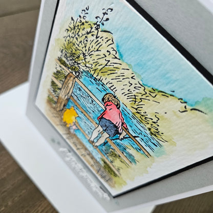 Handmade Winnie the Pooh & Christopher Robin Friendship Card, Thank You Card For Friend, Hand-colored, Watercolor Greeting Card, Classic Winnie The Pooh Quote