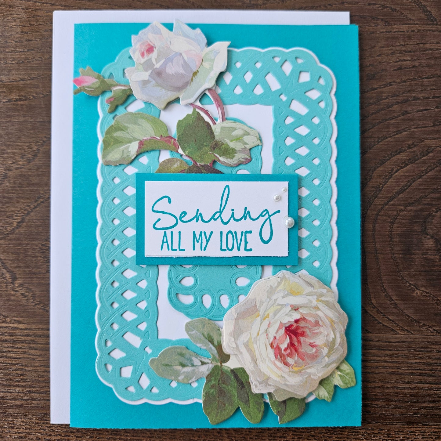 Handmade Sending All My Love Card, Floral 3D Decoupage Die-Cut Design, Personalized Greeting Card, Just Because
