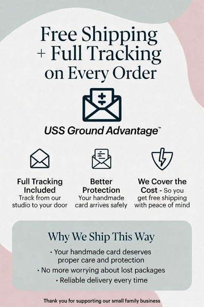 Advertisement for free shipping and full tracking on every order with USS Ground Advantage.