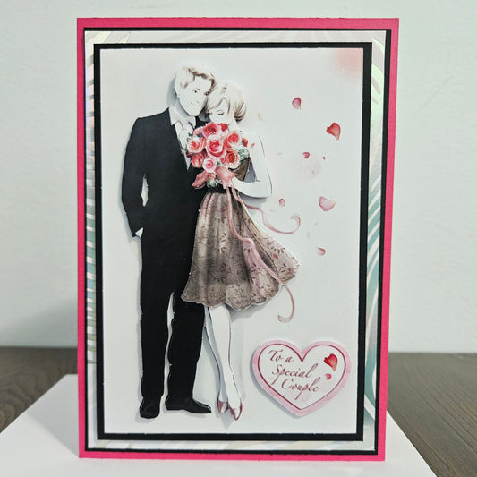 Handmade Wedding Card, 3D Decoupage Greeting Card, Personalized Wedding Gift For Couples, Happy Wedding Day, Romantic Bridal Bouquet Card