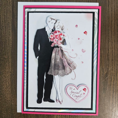Handmade Wedding Card, 3D Decoupage Greeting Card, Personalized Wedding Gift For Couples, Happy Wedding Day, Romantic Bridal Bouquet Card