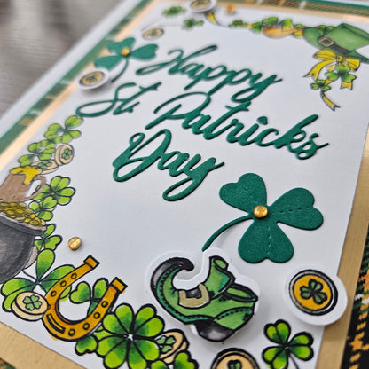 Handmade St. Patrick’s Day Card - Pot of Gold Cheer, Hand Colored Design