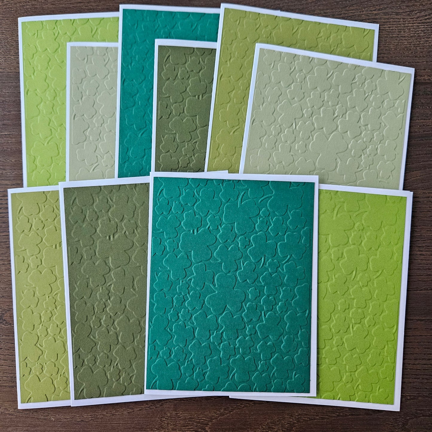 Handmade St. Patrick’s Day Note Cards - Embossed Green Assortment of 10