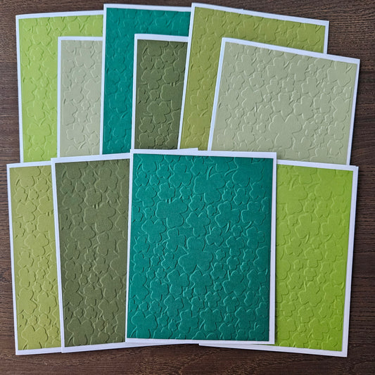Handmade St. Patrick’s Day Note Cards - Embossed Green Assortment of 10