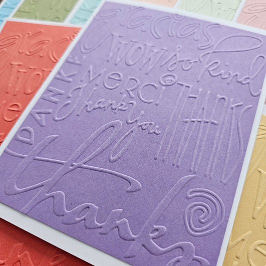Embossed Thank You Note Cards, Handmade Subtle Colors Stationery, Set Of 10