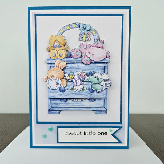 Handmade New Baby Boy Card, Congratulations Greeting Card, Birth Congratulations Card For Parents, 3D Decoupage Nursery Design, Baby Shower Card