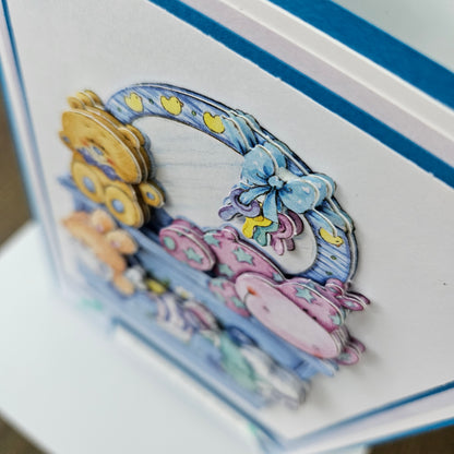 Handmade New Baby Boy Card, Congratulations Greeting Card, Birth Congratulations Card For Parents, 3D Decoupage Nursery Design, Baby Shower Card