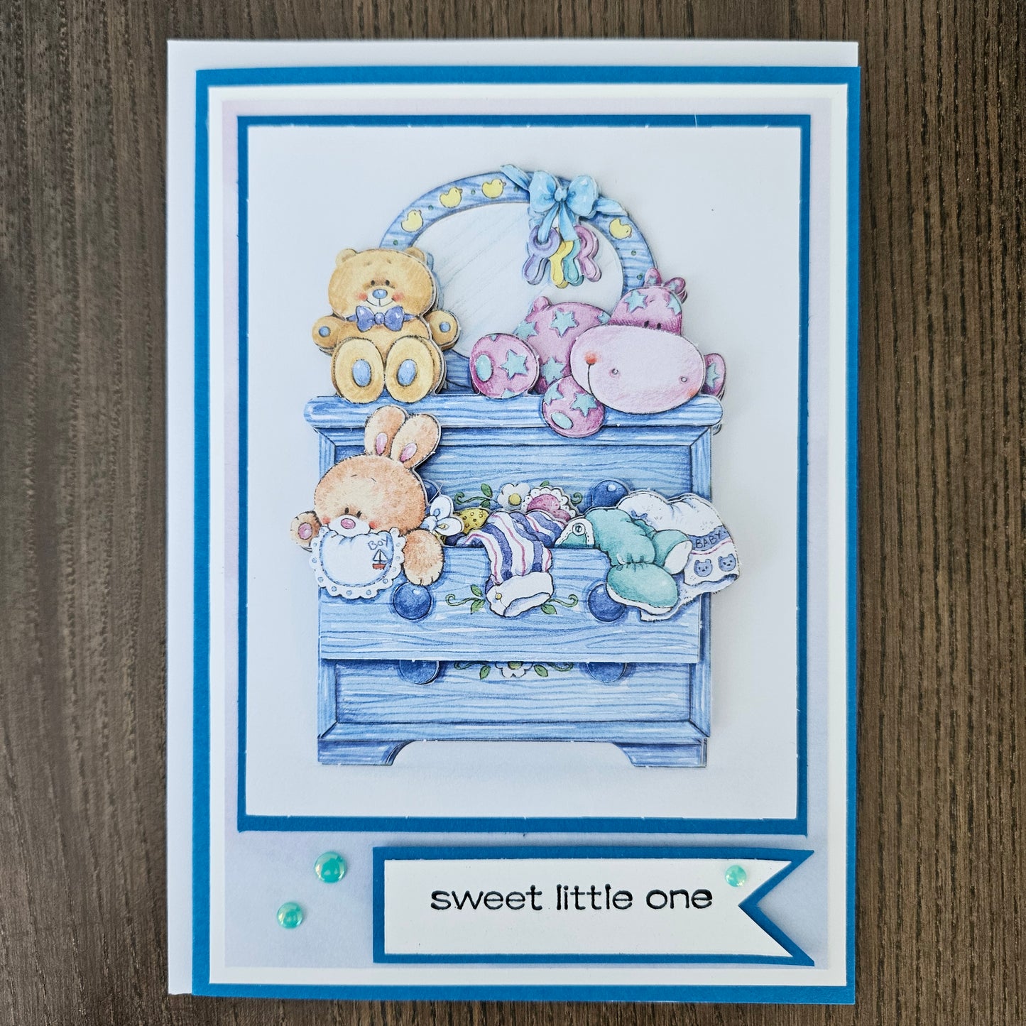 Handmade New Baby Boy Card, Congratulations Greeting Card, Birth Congratulations Card For Parents, 3D Decoupage Nursery Design, Baby Shower Card