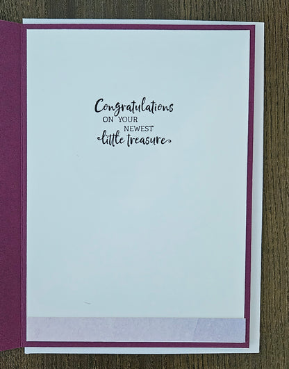 Handmade Baby Girl Congratulations Card, 5x7 Newborn Greeting Card, 3D Decoupage Nursery Dresser With Toys
