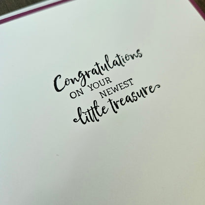 Handmade Baby Girl Congratulations Card, 5x7 Newborn Greeting Card, 3D Decoupage Nursery Dresser With Toys