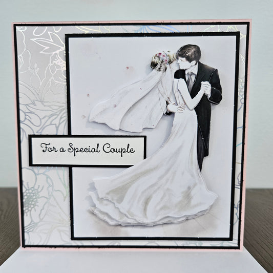 Handmade Wedding Card, 3D Decoupage Greeting Card, Personalized Wedding Gift For Couples, Elegant Embossed Floral Design, Bridal Card