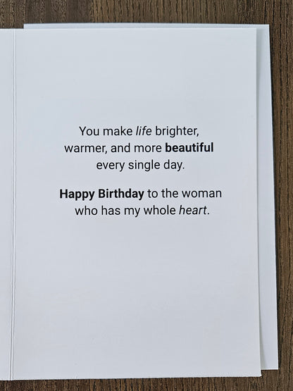 Birthday Card for Wife, Romantic Greeting Card, Heartfelt Message for Her, Pink Hearts