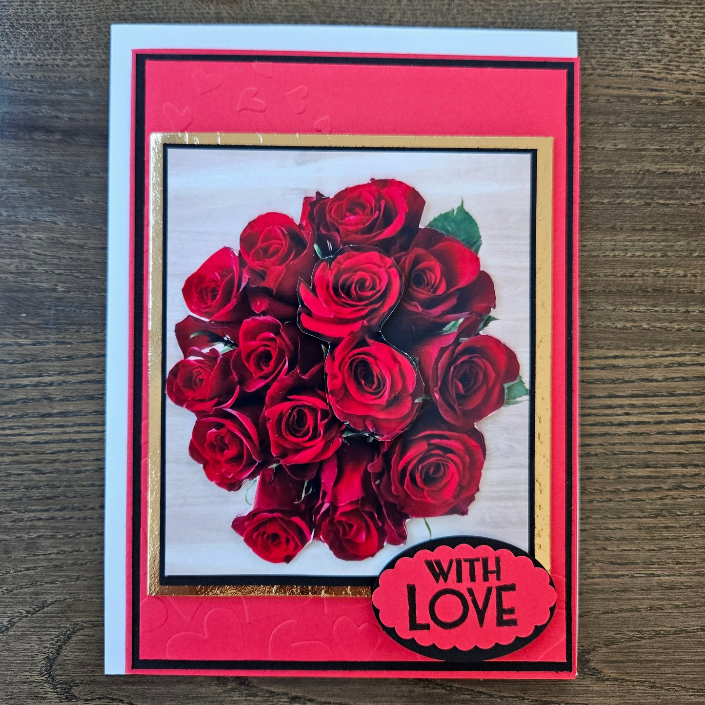 Handmade Valentine's Card,  3D Decoupage Design, Anniversary Greeting Card, Personalized Gift For Her, Bouquet Of Red Roses