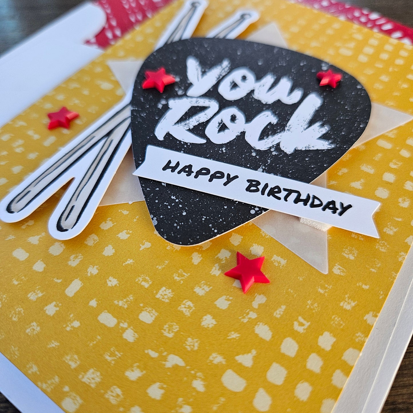 Handmade Birthday Card Bundle - Rock Star Vibes, Die-Cut Music Design Tiddly Pom Cards